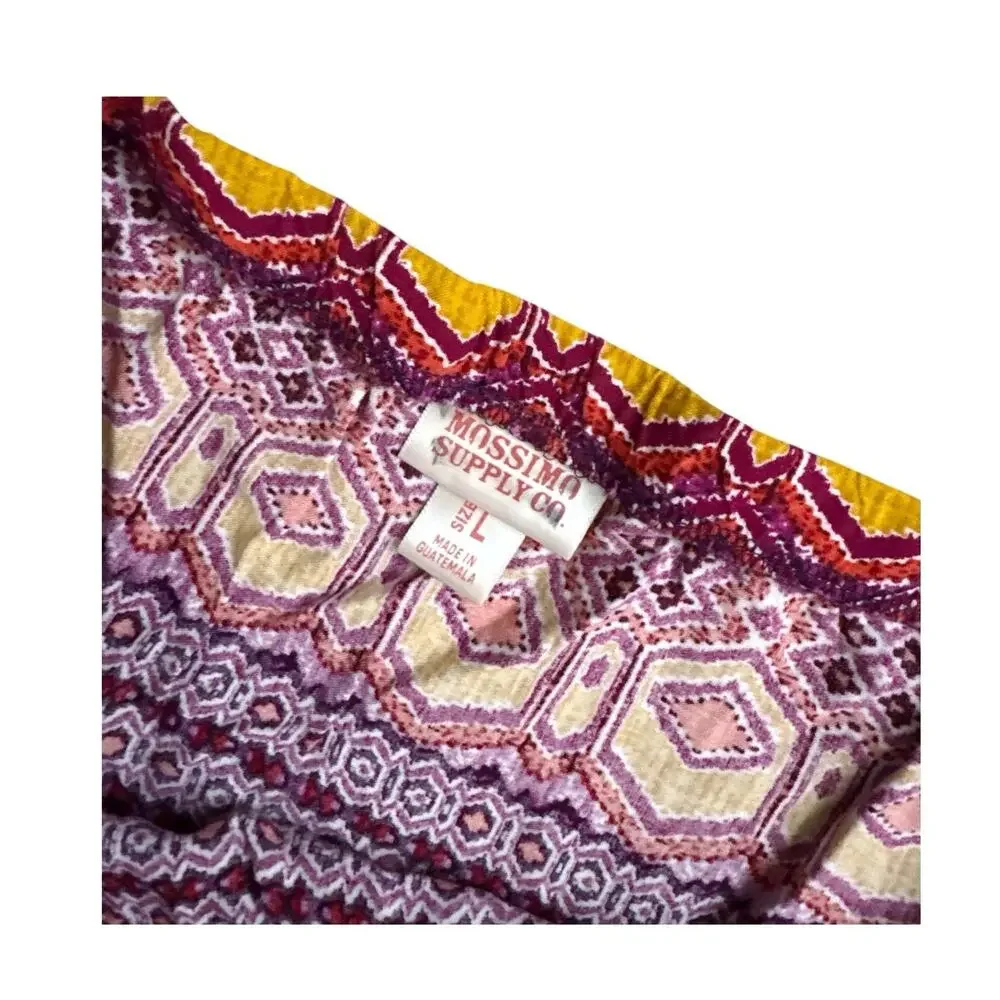 Mossimo Supply Co Maxi Skirt Womens Large Geometric Boho Elastic Waist Pull On